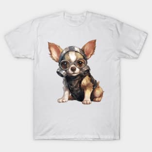 Chihuahua Dog Wearing Gas Mask T-Shirt